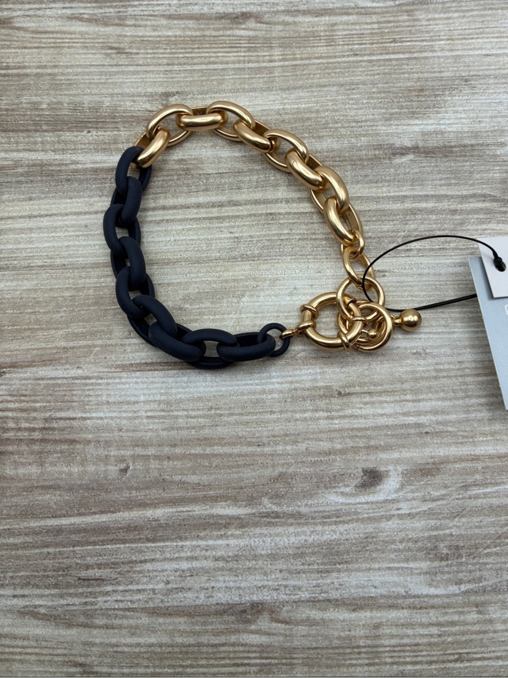 Chico's Two-Tone Navy and Gold Chain Bracelet